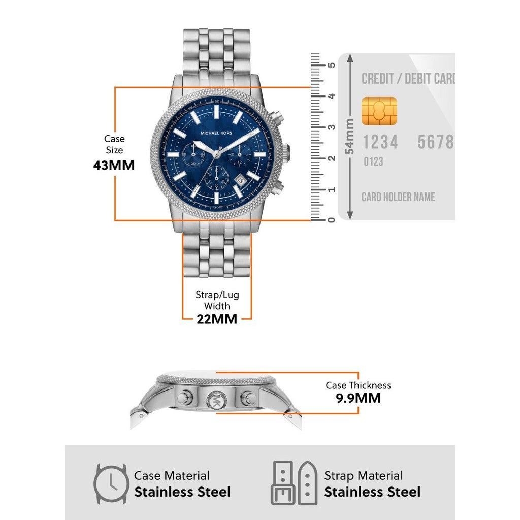 Michael Kors Hutton Chronograph Blue Dial Blue Steel Strap Watch For Men - MK8952 Buy Now By Michael Kors