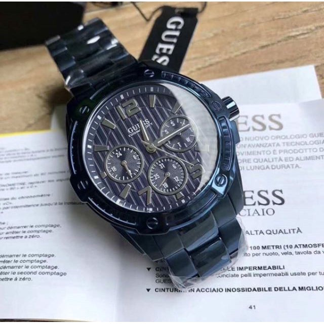 Guess Flagship Chronograph Blue Dial Blue Steel Strap Watch for Men - W0601G2 Buy Now By Guess