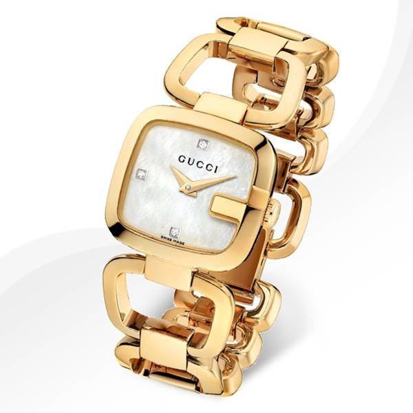Gucci G Gucci Diamonds Mother of Pearl Dial Yellow Gold Steel Strap Watch For Women - YA125513 Buy Now By Gucci