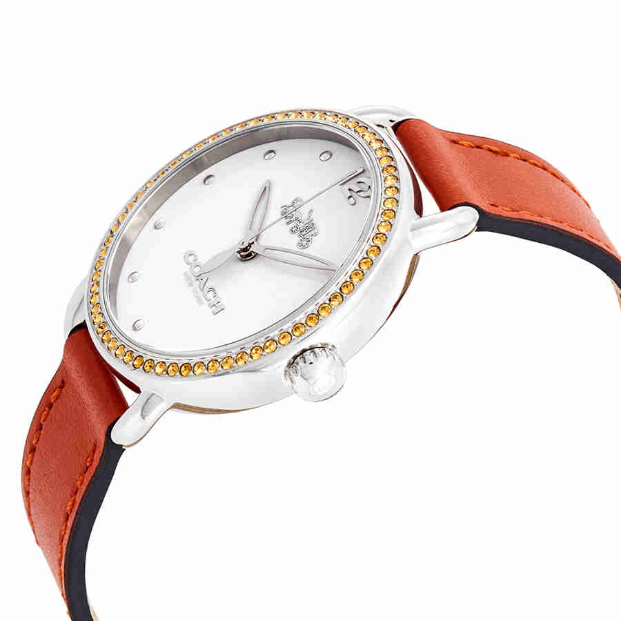 Coach Delancey White Dial Orange Leather Strap Watch for Women - 14502880 Buy Now By Coach