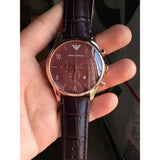 Emporio Armani Classic Chronograph Burgundy Dial Brown Leather Strap Watch For Men - AR1890 Buy Now By Emporio Armani