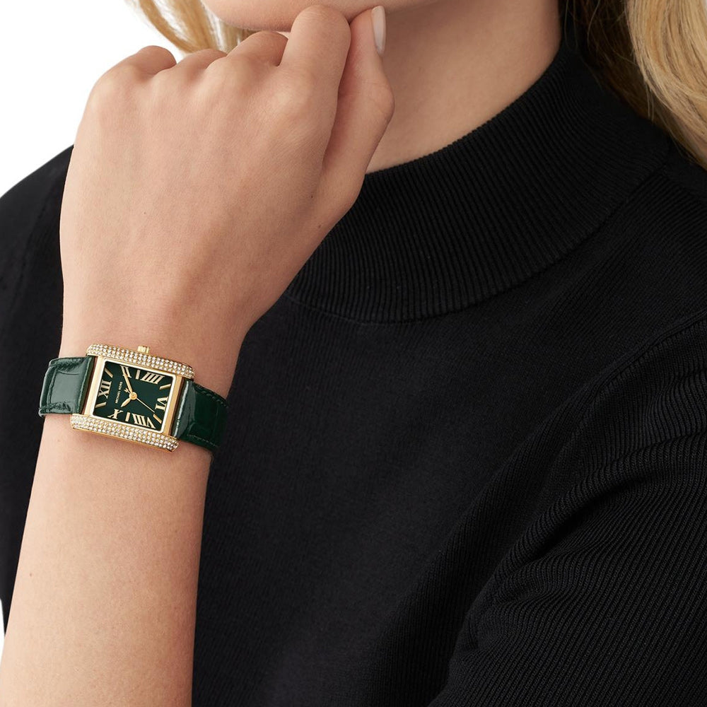 Michael Kors Emery Quartz Diamonds Green Dial Green Leather Strap Watch For Women - MK4697 Buy Now By Michael Kors
