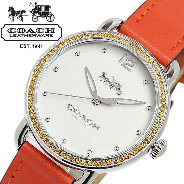 Coach Delancey White Dial Orange Leather Strap Watch for Women - 14502880 Buy Now By Coach