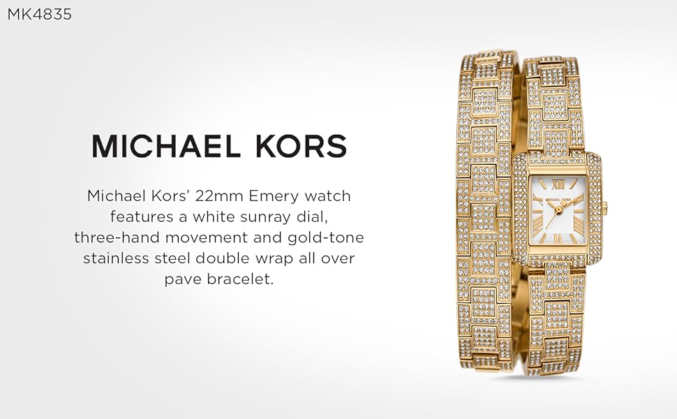 Michael Kors Emery Analog Crystals White Dial Gold Steel Strap Watch for Women - MK4835 Buy Now By Michael Kors