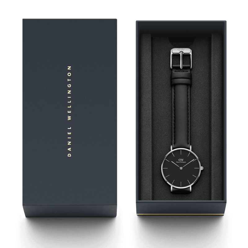 Daniel Wellington Classic Petite Sheffield Black Dial Black Leather Strap Watch For Women - DW00100236 Buy Now By Daniel Wellington
