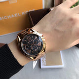 Michael Kors Bradshaw Black Dial Rose Gold Steel Strap Watch for Women - MK5854 Buy Now By Michael Kors