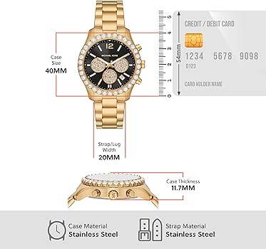 Michael Kors Berkley Chronograph Black Dial Gold Steel Strap Watch For Women - MK7414 Buy Now By Michael Kors