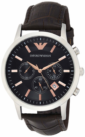 Emporio Armani Renato Chronograph Grey Dial Brown Leather Strap Watch For Men - AR2513 Buy Now By Emporio Armani