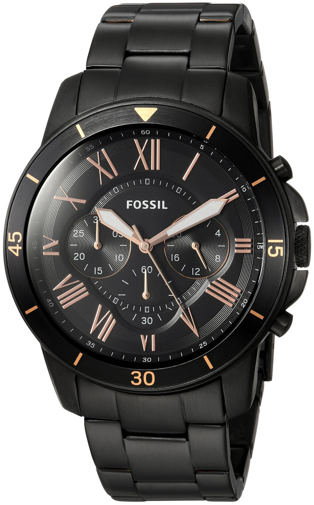 Fossil Grant Sport Chronograph Black Dial Black Steel Strap Watch for Men - FS5374 Buy Now By Fossil