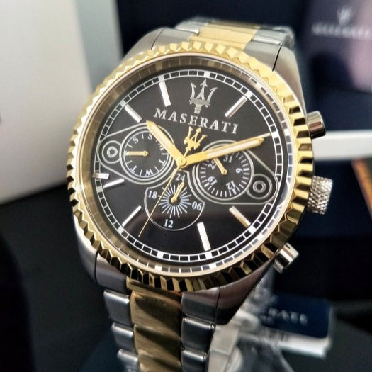 Maserati Competizione Chronograph Black Dial Two Tone Steel Strap Watch For Men - R8853100016 Buy Now By Maserati
