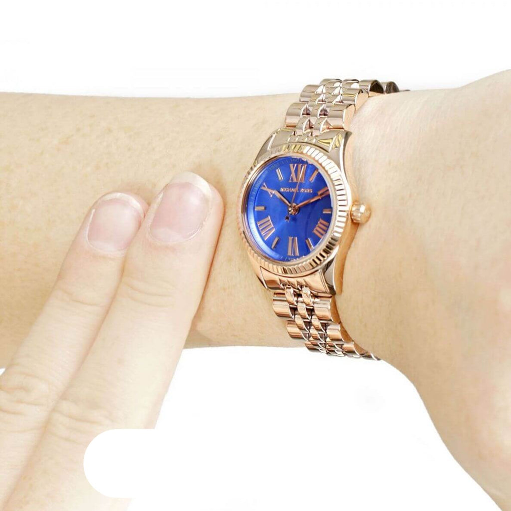 Michael Kors Lexington Quartz Blue Dial Rose Gold Steel Strap Watch For Women - MK3272 Buy Now By Michael Kors
