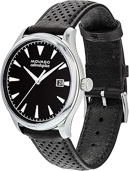 Movado Heritage Calendoplan Black Dial Black Leather Strap Watch for Men - 3650004 Buy Now By Movado