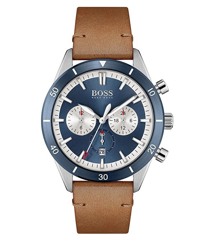 Hugo Boss Santiago Blue Dial Brown Leather Strap Watch for Men - 1513860 Buy Now By Hugo Boss