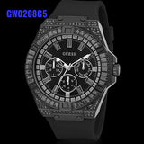 Guess Zeus Multifunction Crystals Black Dial Black Silicone Strap Watch For Men - GW0208G5 Buy Now By Guess
