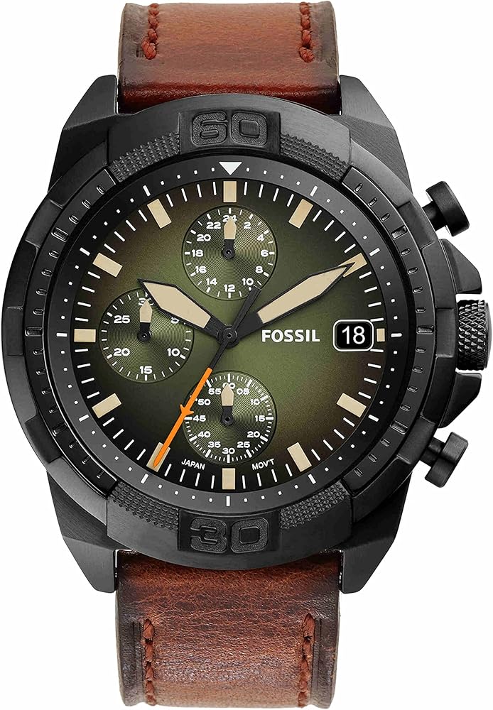 Fossil Bronson Chronograph Black Dial Brown Leather Strap Watch for Men - FS5856 Buy Now By Fossil
