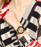 Guess Athena Gold Dial Black Rubber Strap Watch For Women - GW0030L2 Buy Now By Guess