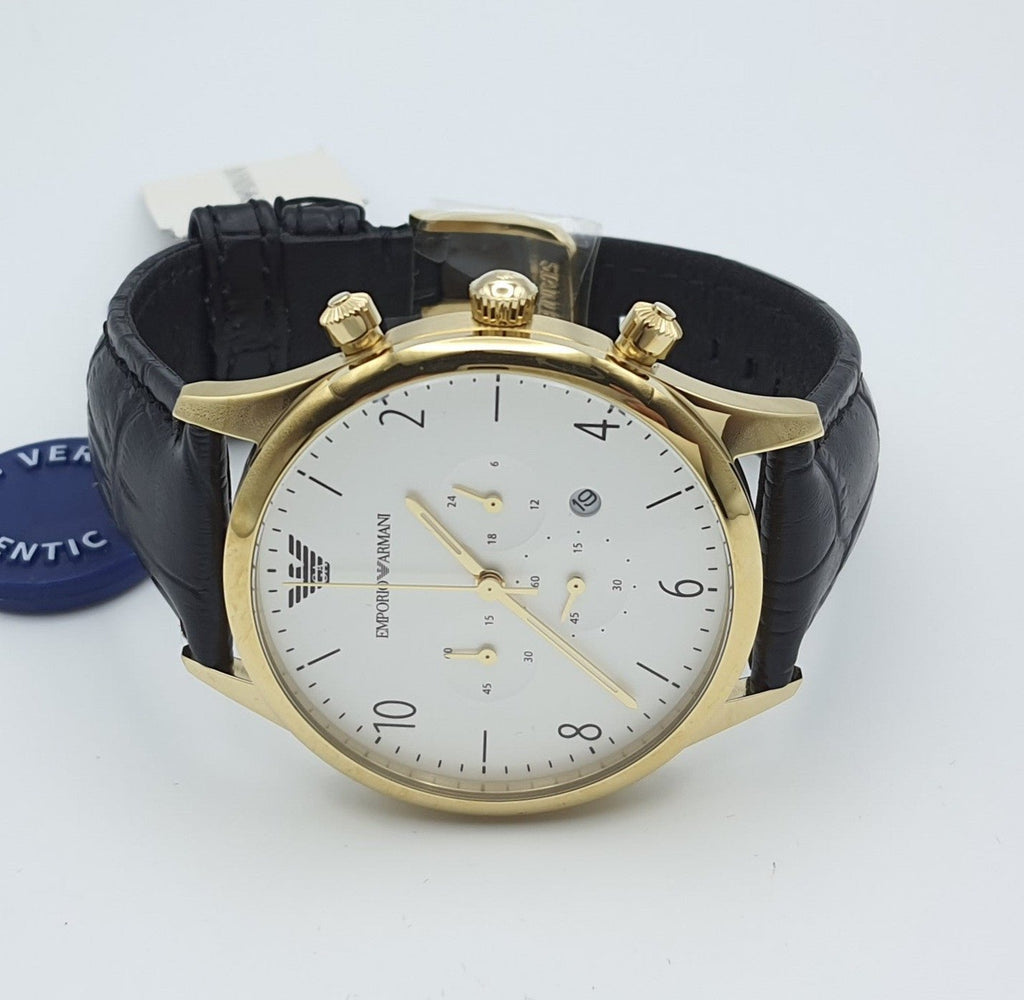 Emporio Armani Classic Chronograph White Dial Black Leather Strap Watch For Men - AR1892 Buy Now By Emporio Armani