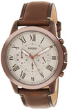 Fossil Grant Chronograph White Dial Brown Leather Strap Watch for Men - FS5344 Buy Now By Fossil