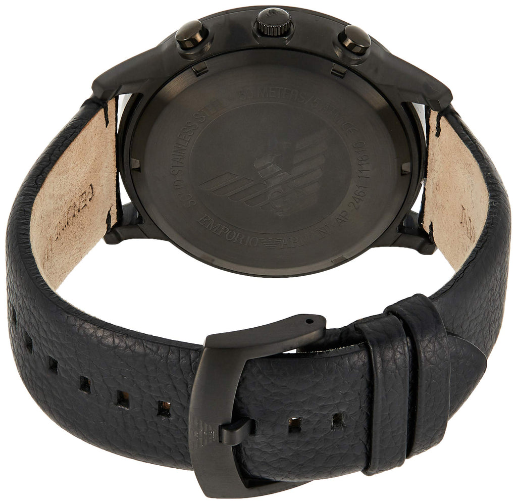 Emporio Armani Sportivo Chronograph Black Dial Black Leather Strap Watch For Men - AR2461 Buy Now By Emporio Armani