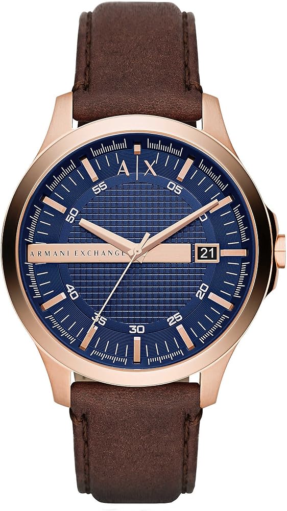 Armani Exchange Hampton Chronograph Blue Dial Brown Leather Strap Watch For Men - AX2172 Buy Now By Armani Exchange