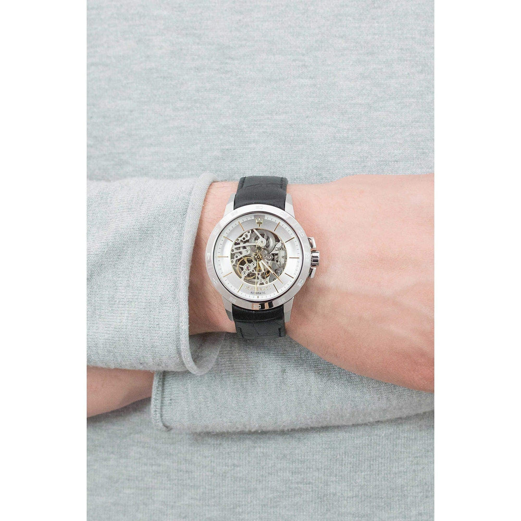 Maserati Ingegno Automatic Black Skeleton Dial Black Leather Strap Watch For Men - R8821119002 Buy Now By Maserati