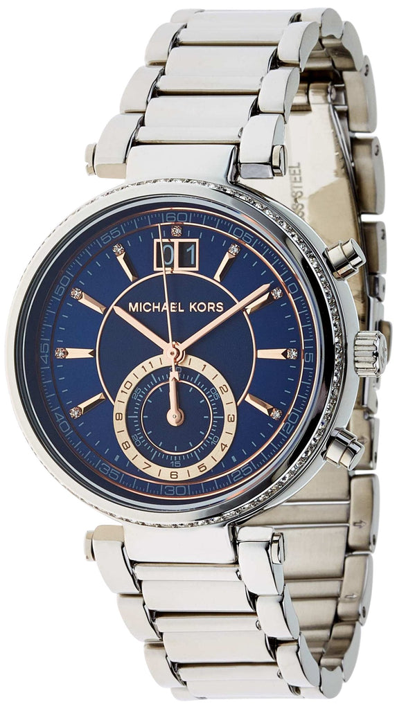 Michael Kors Sawyer Navy Blue Dial Silver Steel Strap Watch for Women - MK6224 Buy Now By Michael Kors
