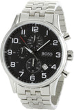 Hugo Boss Aeroliner Chronograph Black Dial Silver Steel Strap Watch For Men - 1512446 Buy Now By Hugo Boss