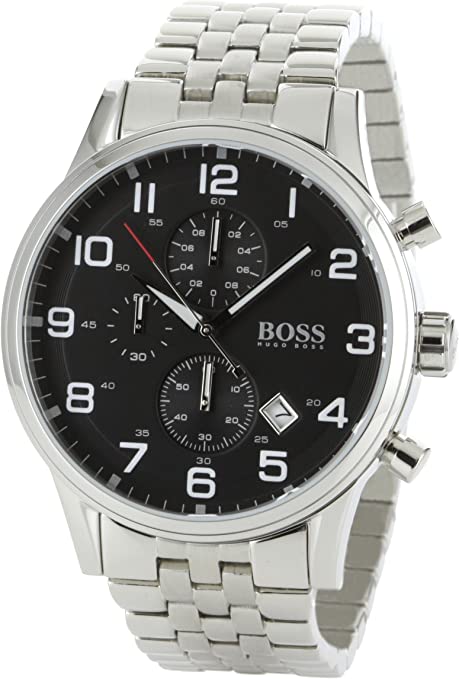 Hugo Boss Aeroliner Black Dial Silver Steel Strap Watch for Men - 1513181 Buy Now By Hugo Boss