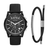 Armani Exchange Outerbanks Chronograph Black Dial Black Silicone Strap Watch For Men - AX1326 Buy Now By Armani Exchange