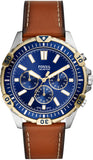 Fossil Garrett Chronograph Blue Dial Brown Leather Strap Watch for Men - FS5625 Buy Now By Fossil