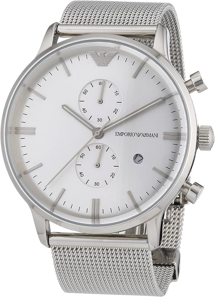 Emporio Armani Classic Chronograph Quartz Silver Dial Silver Mesh Bracelet Watch For Men - AR0390 Buy Now By Emporio Armani
