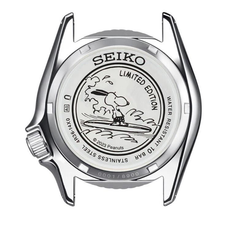 Seiko 5 Sports x Peanuts Surfboard Snoopy Limited Edition White Dial Two Tone NATO Strap Watch For Men - SRPK25K1 Buy Now By Seiko