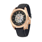 Maserati Traguardo Automatic Black Skeleton Dial Black Leather Strap Watch For Men - R8821112001 Buy Now By Maserati