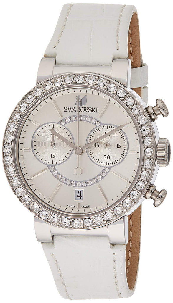 Swarovski Citra Sphere Chronograph White Dial White Leather Strap Watch for Women - 5027127 Buy Now By Swarovski