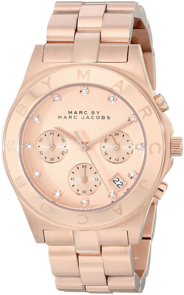 Marc Jacobs Blade Chronograph Rose Gold Dial Rose Gold Steel Strap Watch for Women - MBM3102 Buy Now By Marc Jacobs