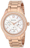Bulova Crystal Silver Dial Rose Gold Steel Strap Watch for Women - 97N101 Buy Now By Bulova