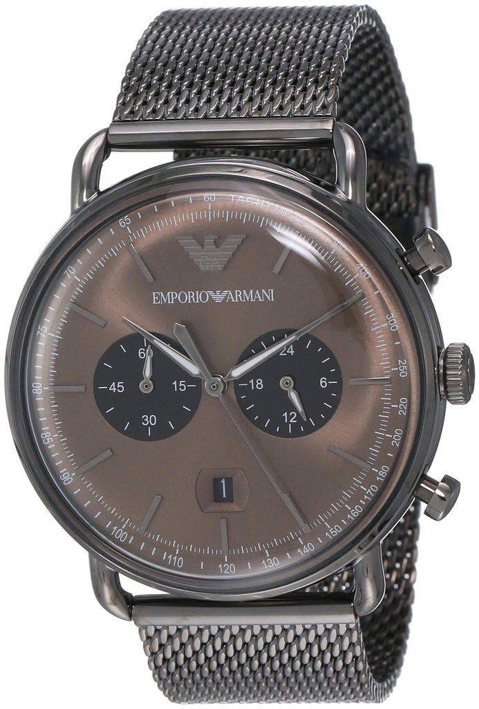 Emporio Armani Aviator Brown Dial Grey Mesh Bracelet Watch For Men - AR11141 Buy Now By Emporio Armani