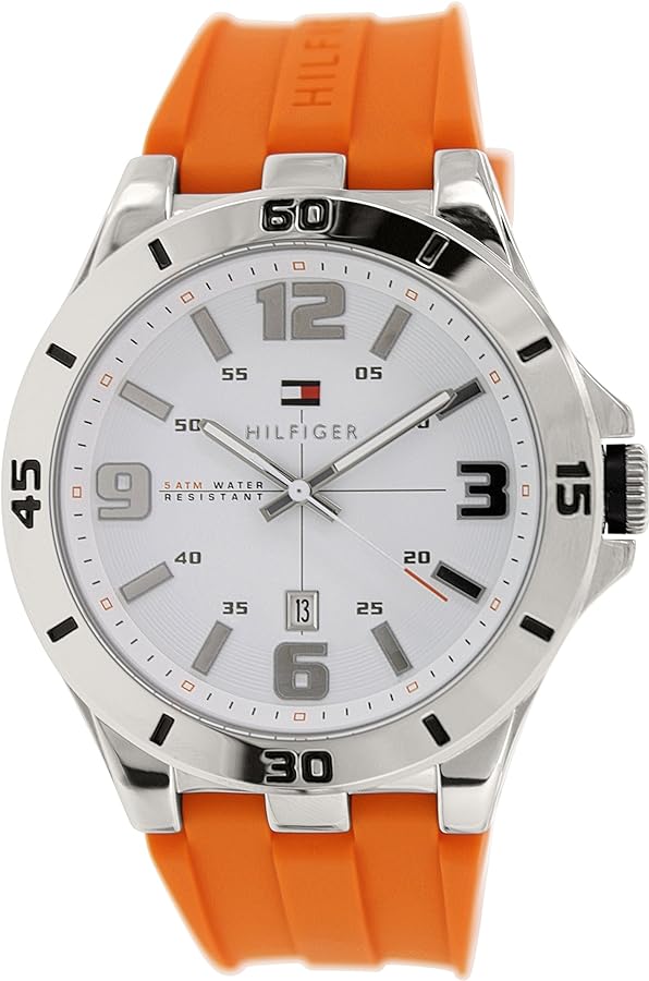 Tommy Hilfiger Analog White Dial Orange Rubber Strap Watch for Men - 1791063 Buy Now By Tommy Hilfiger