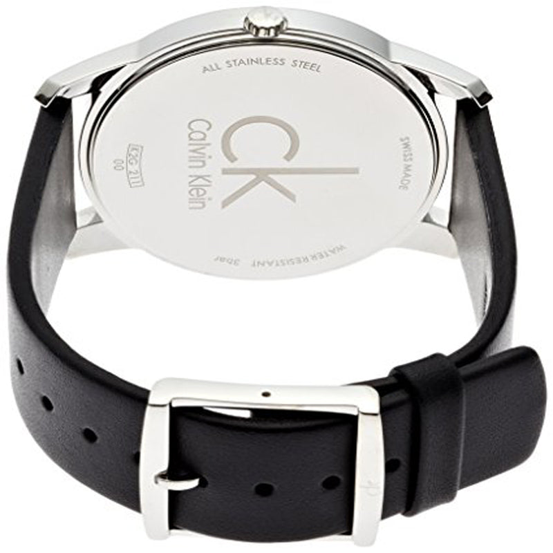 Calvin Klein Minimal Grey Dial Black Leather Strap Watch for Men - K3M221C4 Buy Now By Calvin Klein