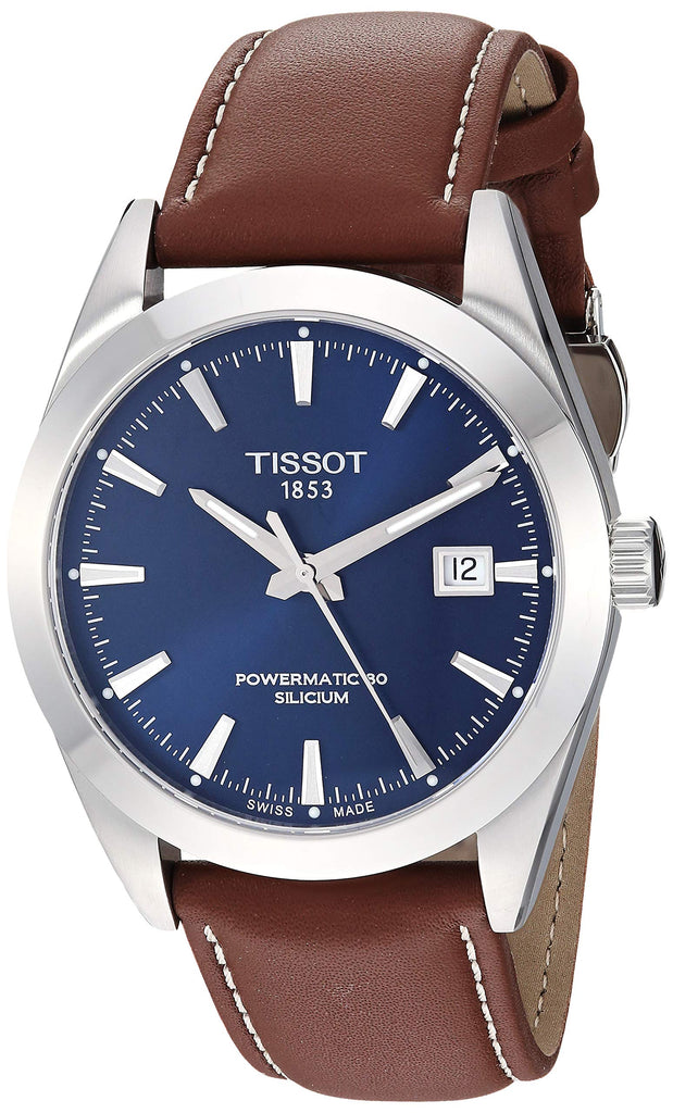 Tissot Gentlemen Powermatic 80 Silicium Blue Dial Brown Leather Strap Watch For Men - T127.407.16.041.00 Buy Now By Tissot