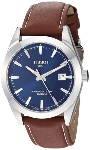 Tissot Gentlemen Powermatic 80 Silicium Blue Dial Brown Leather Strap Watch For Men - T127.407.16.041.00 Buy Now By Tissot