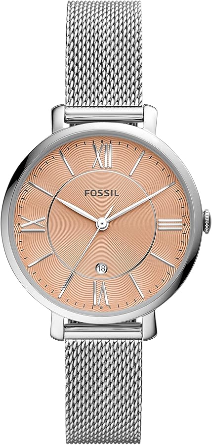 Fossil Jacqueline Three Hand Pink Dial Silver Mesh Strap Watch for Women - ES5089 Buy Now By Fossil