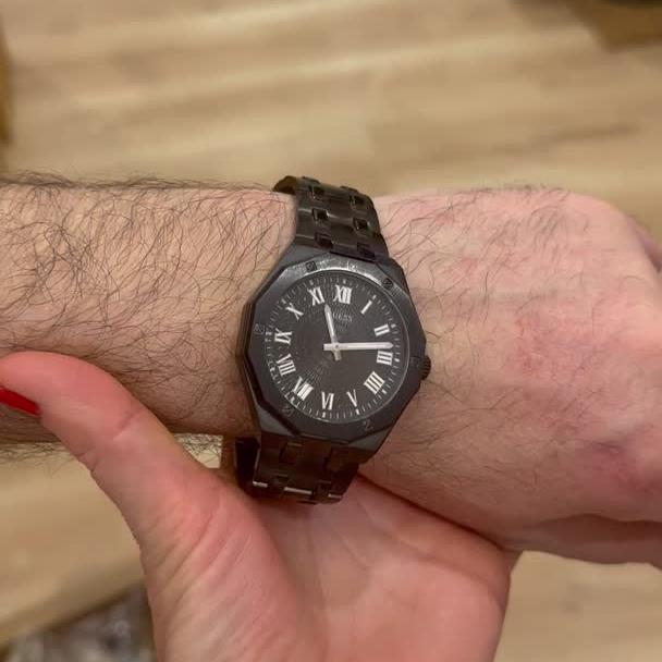 Guess Asset Quartz Black Dial Black Steel Strap Watch For Men - GW0575G3 Buy Now By Guess