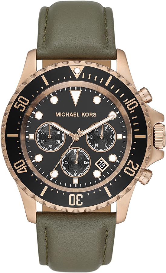 Michael Kors Everest Analog Black Dial Green Leather Strap Watch For Men - MK9090 Buy Now By Michael Kors