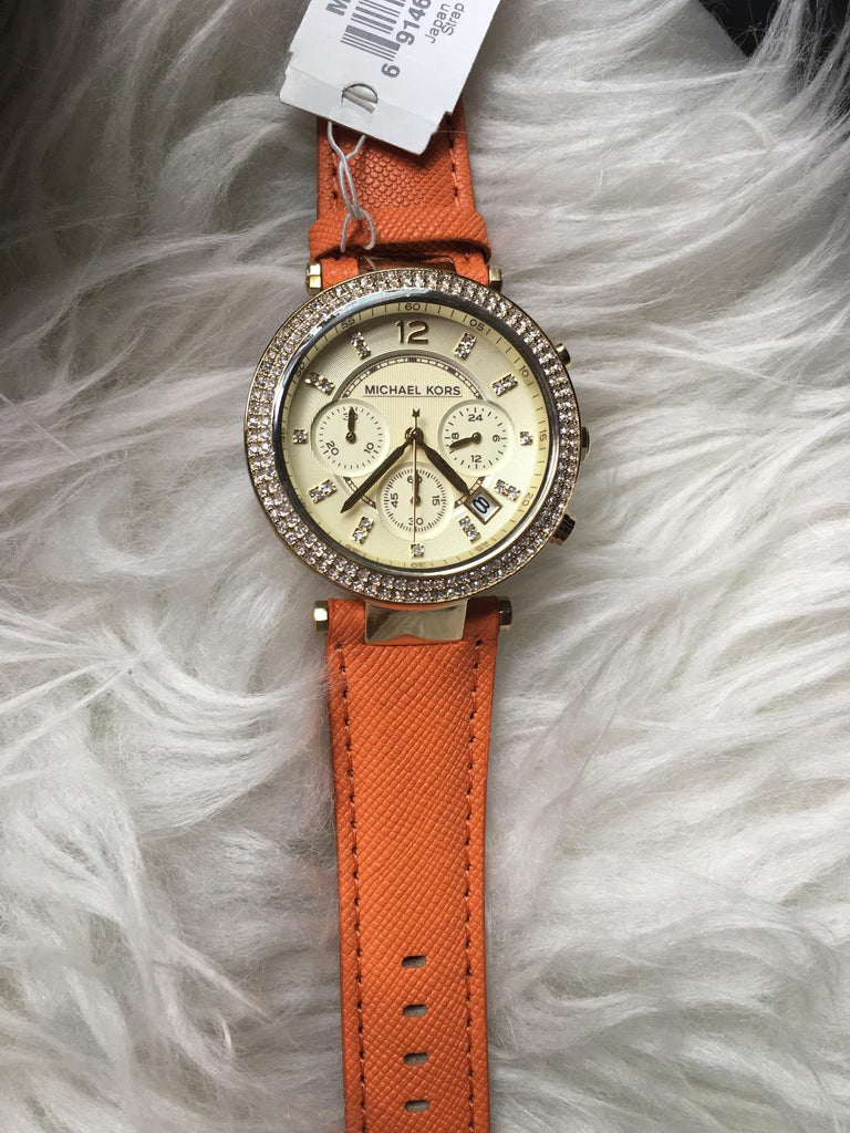 Michael Kors Parker Champagne Dial Orange Leather Strap Watch for Women - MK2279 Buy Now By Michael Kors