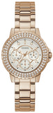 Guess Crown Jewel Multifunction Diamonds White Dial Rose Gold Steel Strap Watch For Women - GW0410L3 Buy Now By Guess