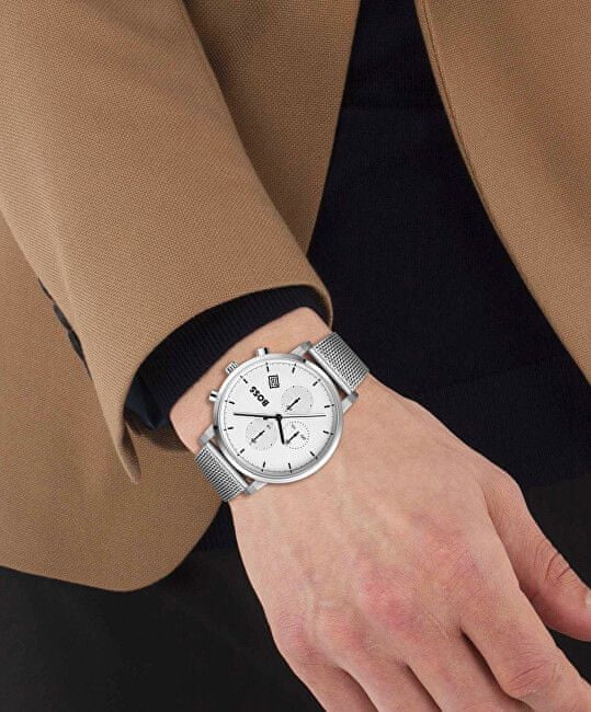 Hugo Boss Skymaster White Dial Silver Mesh Bracelet Watch for Men - 1513933 Buy Now By Hugo Boss