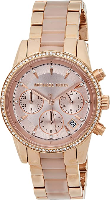 Michael Kors Ritz Chronograph Rose Gold Dial Two Tone Steel Strap Watch for Women - MK6307 Buy Now By Michael Kors