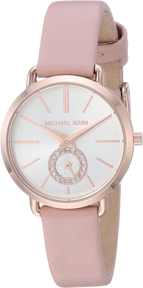 Michael Kors Petite Portia Silver Dial Pink Rubber Strap Watch For Women - MK2735 Buy Now By Michael Kors