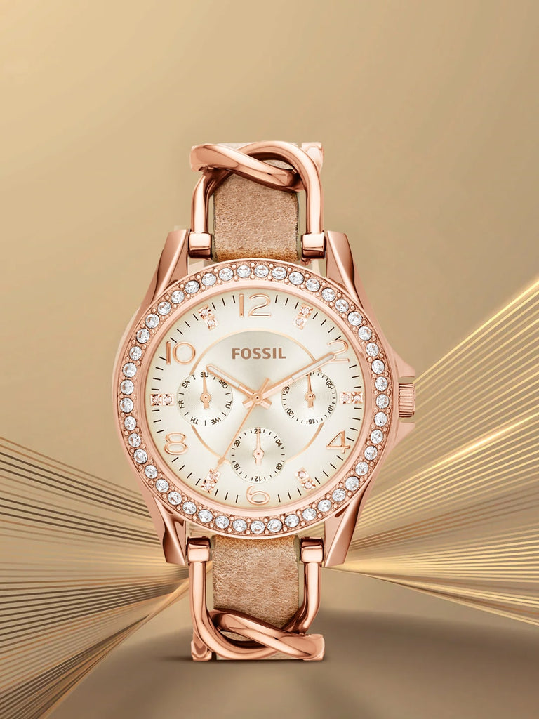 Fossil Riley White Dial Sand Leather Strap Watch for Women - ES3466 Buy Now By Fossil